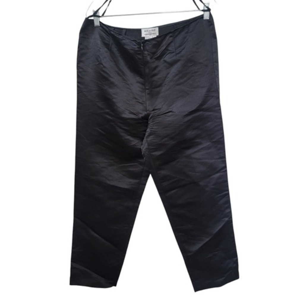 DUE per DUE Bloomingdales Black Silk Blend Satin Tapered Crop‎ Pant Sz 14 34x28
